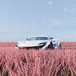 Supercar in Pink Bloom Field
