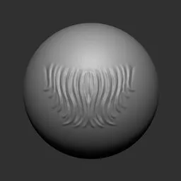 3D sculpting brush for fur textures, ideal for creating detailed wavy fur surfaces on Blender models.