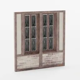 Medieval style low-poly 3D window asset suitable for game development in Blender.