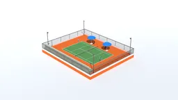 Low Poly Tennis Court 3D model with animated kids, optimized for Blender rendering, suitable for CG projects.