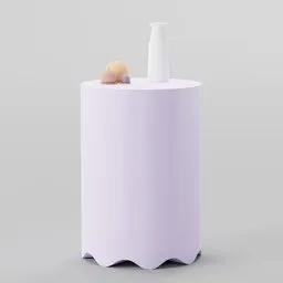 "Side table 2LG from made.com for Blender 3D - featuring a white vase with a pink object, realistic rendering for stool, cold drinks, inspired by Sophie Taeuber-Arp, Willem Hondius, and Raphaelle Peale. This 3D model captures the essence of modern design with its sleek design and attention to detail. Perfect for interior visualization projects and adding a stylish touch to 3D scenes."