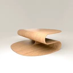 3D-rendered modern curved wooden table design optimized for Blender.