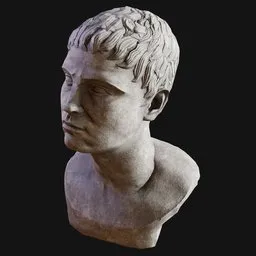 Stone Roman Bust Facing Upward