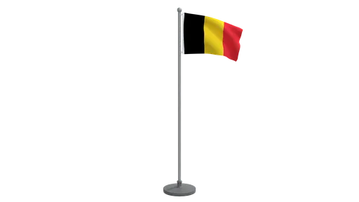 Low-poly animated Belgium flag, optimized for Blender 3D, CG visualization, with quads-only meshes.