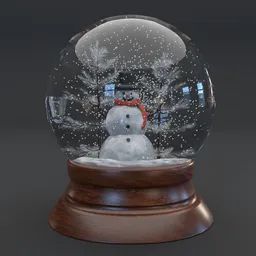 Modern Glass Snow Globe - Wood Base
