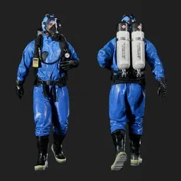 Hazmat Specialist Walking Pose Blue