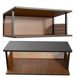 Modern Wooden–Metal Pergola Pavilion