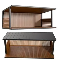 Modern Wooden–Metal Pergola Pavilion