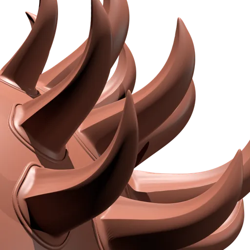Detailed 3D sculpting brush for creating spiky armor textures on models in Blender.