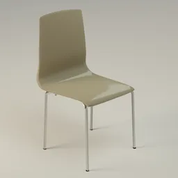 Low poly 3D model of a minimalist chair, shaded in soft beige, optimized for Blender rendering.