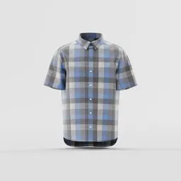 Short-Sleeve Plaid Flannel Shirt Mockup