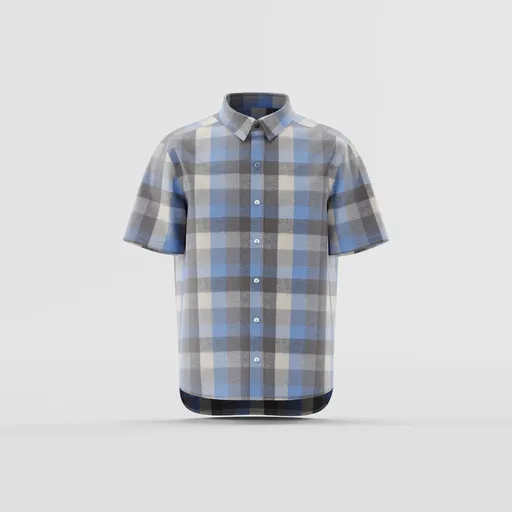 Short-Sleeve Plaid Flannel Shirt Mockup