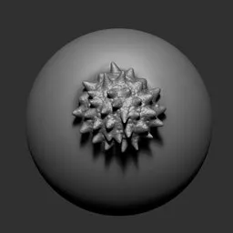 Blender 3D sculpting brush for alien creatures, showcasing spiky extrusions for detailed model sculpting.