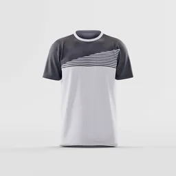Grey and White Asymmetrical Stripe Tee
