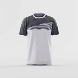 Grey and White Asymmetrical Stripe Tee