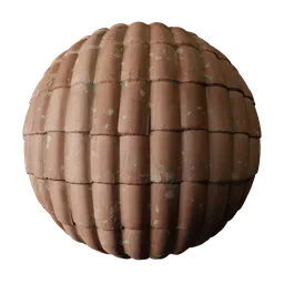 High-resolution Blender PBR material of lightly damaged roofing tiles for realistic 3D modeling textures.