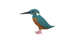 Low Poly Cartoon River Kingfisher