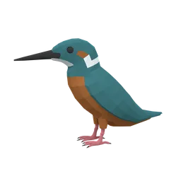 Low Poly Cartoon River Kingfisher