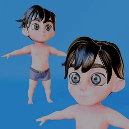 Stylized Cartoon Toddler Boy Character - Rigged (Rigify)