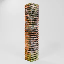 Weathered Mossy Brick Pillar