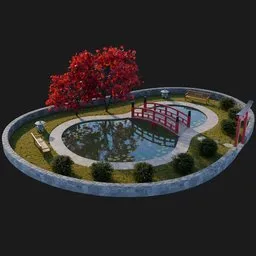 Animated Japanese Koi Pond Garden