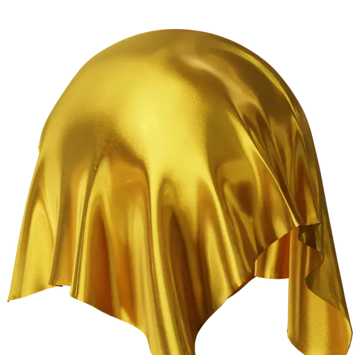 Shiny gold cloth texture for 3D rendering, compatible with Blender and other PBR-ready applications.