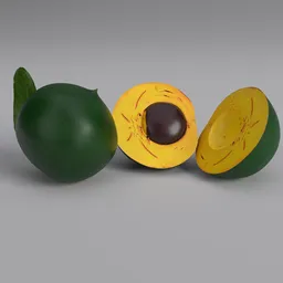 Realistic 3D Lucuma fruit set with detailed textures and shading, perfect for Blender rendering and CG projects.