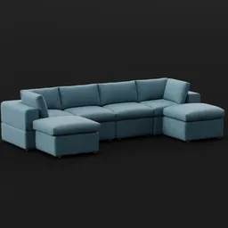 Blue Corduroy Sectional