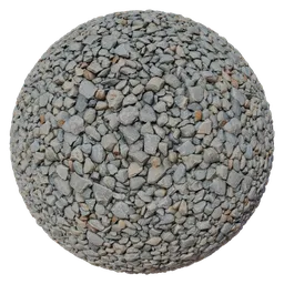 High-resolution 2K PBR Small Grey Pebbles texture for Blender and other 3D applications.