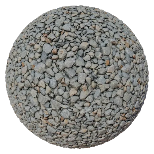 High-resolution 2K PBR Small Grey Pebbles texture for Blender and other 3D applications.