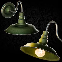Vintage Green Barn Wall Lamp