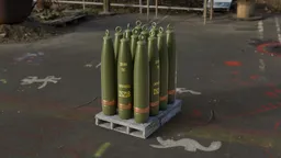 Detailed 3D model of a military 155mm artillery shell crate, optimized for use in Blender 3D projects.