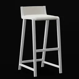 Minimalist white high chair 3D model, ideal for modern bar setups, compatible with Blender 3D rendering.
