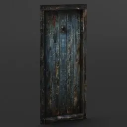 Detailed textured 3D wooden door model for Blender, vintage style with natural weathering effects.