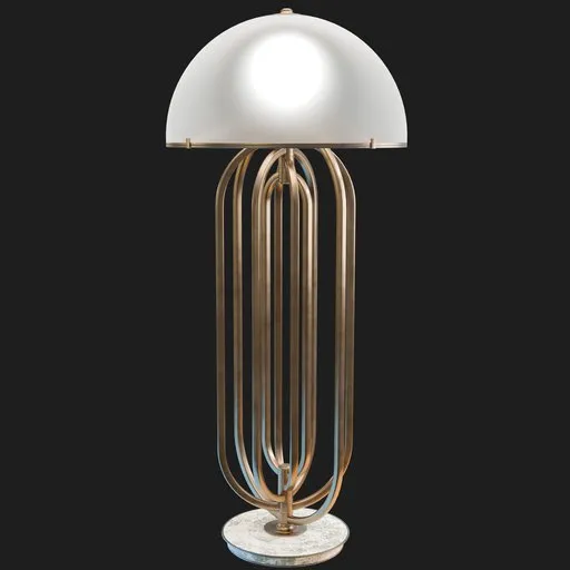 Detailed 3D model of a vintage Art Deco style floor lamp, perfect for Blender rendering.