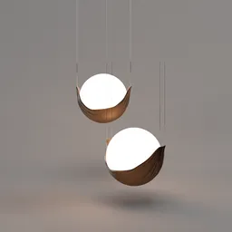 Minimalist sphere lamps with pleated fabric detail, ideal for elegant interior lighting designs, available in Blender 3D format.