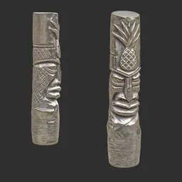 Tiki God Pineapple Top Statue Silver