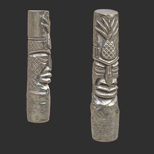 Tiki God Pineapple Top Statue Silver