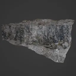 Realistic 3D model of a rugged cliff texture, compatible with Blender for digital landscapes.