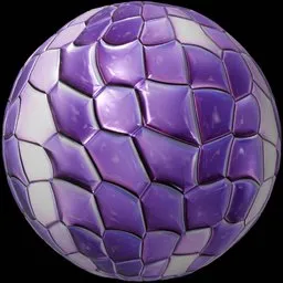 Seamless gradient purple to white crystal tile PBR material for Blender 3D, mimicking gemstone surfaces.