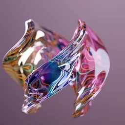 Abstract Iridescent Fluid Glass Ribbon
