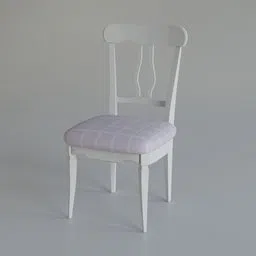 Detailed 3D model of a white chair with a cushioned seat for Blender rendering.
