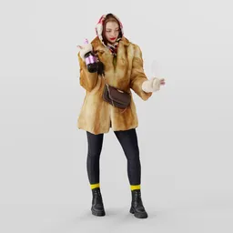 Celebrating Woman with Champagne Glasses