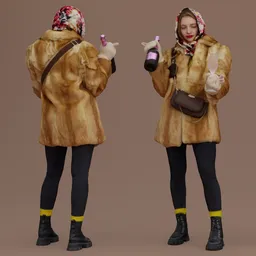 Celebrating Woman with Champagne Glasses