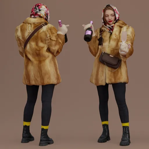 Celebrating Woman with Champagne Glasses
