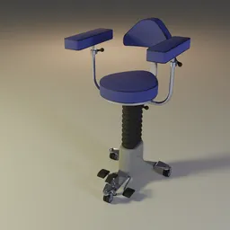 Detailed 3D render of a professional surgeon's chair with adjustable armrests and rolling casters for Blender modeling.