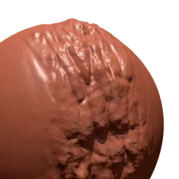 Detailed 3D sculpting brush effect simulating fractured tree bark texture for Blender modeling.