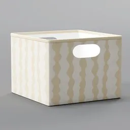 Detailed 3D model of a beige fabric canvas storage box with handle cutouts, designed for clothing organization in Blender 3D.