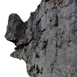 Realistic 3D granite cliff model, high-detail texture, suitable for Blender environment rendering.