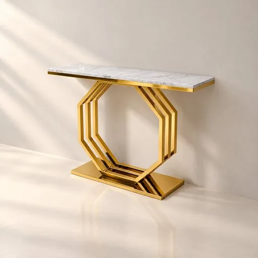 Gold Geometric Console